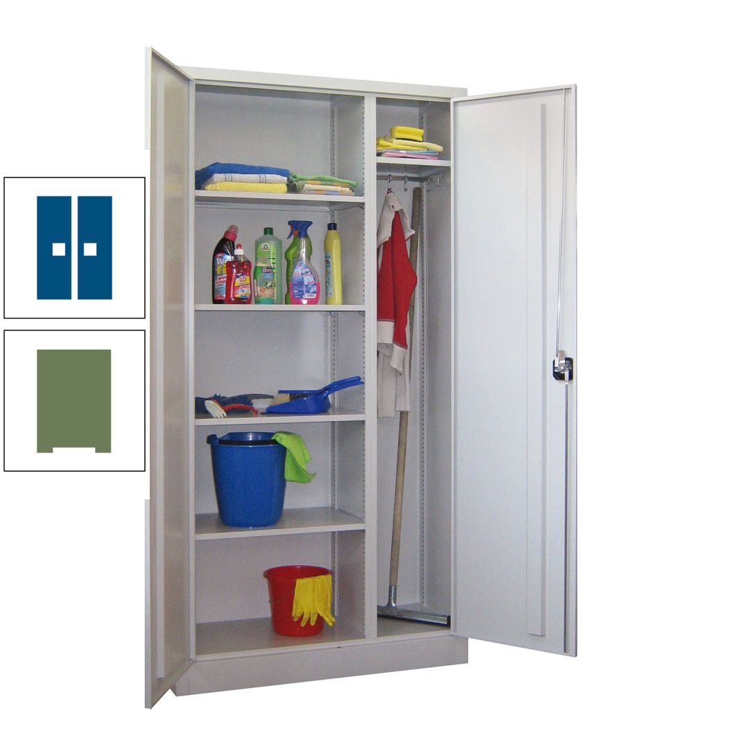Putzschrank mit Trennwand - 1.950x1.000x400 mm (HxBxT) - Böden pulverbeschichtet - anthrazitgrau
