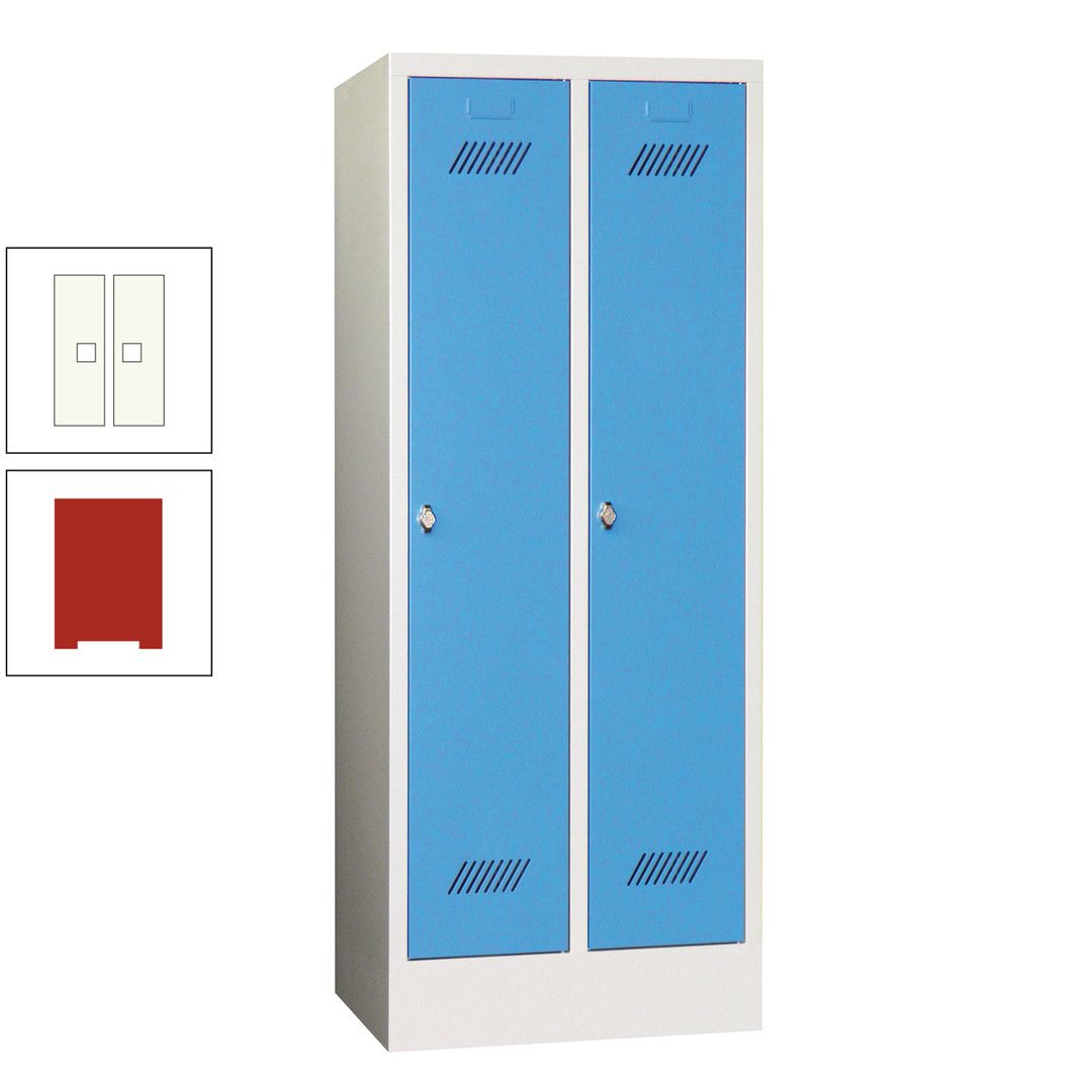 Spindschrank f. Schulen - mit Sockel - Höhe 1.600 mm - 2 Abteile a 300 mm - Drehriegel - anthrazitgrau