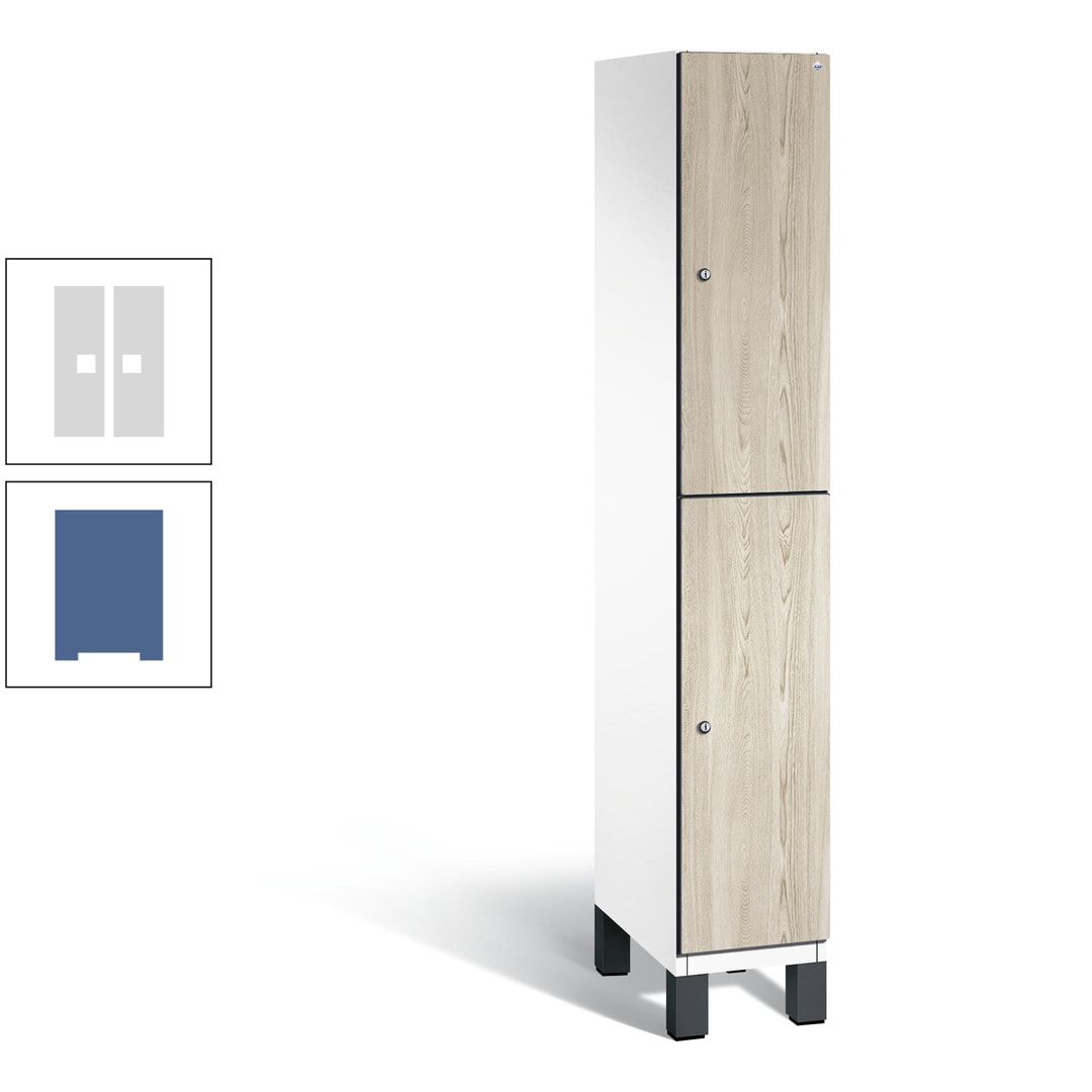 Fächerschrank, Garderobenschrank, mit Füßen, 1 Abteile, 1.980 x 300 x 525 mm (HxBxT), Korpus anthrazitgrau, Tür Donau-Ahorn