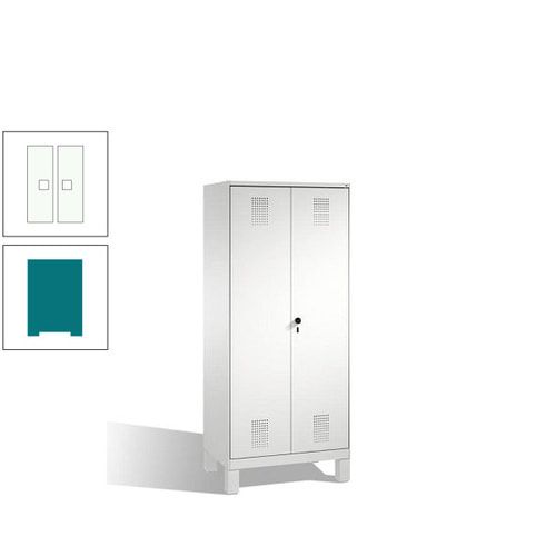 Doppel-Spind, Doppeltüren, Garderobenschrank mit Füßen, 2 Abteile a 400 mm, Korpus anthrazitgrau, Tür anthrazitgrau, 1.850 x 800 x 500 mm (HxBxT)