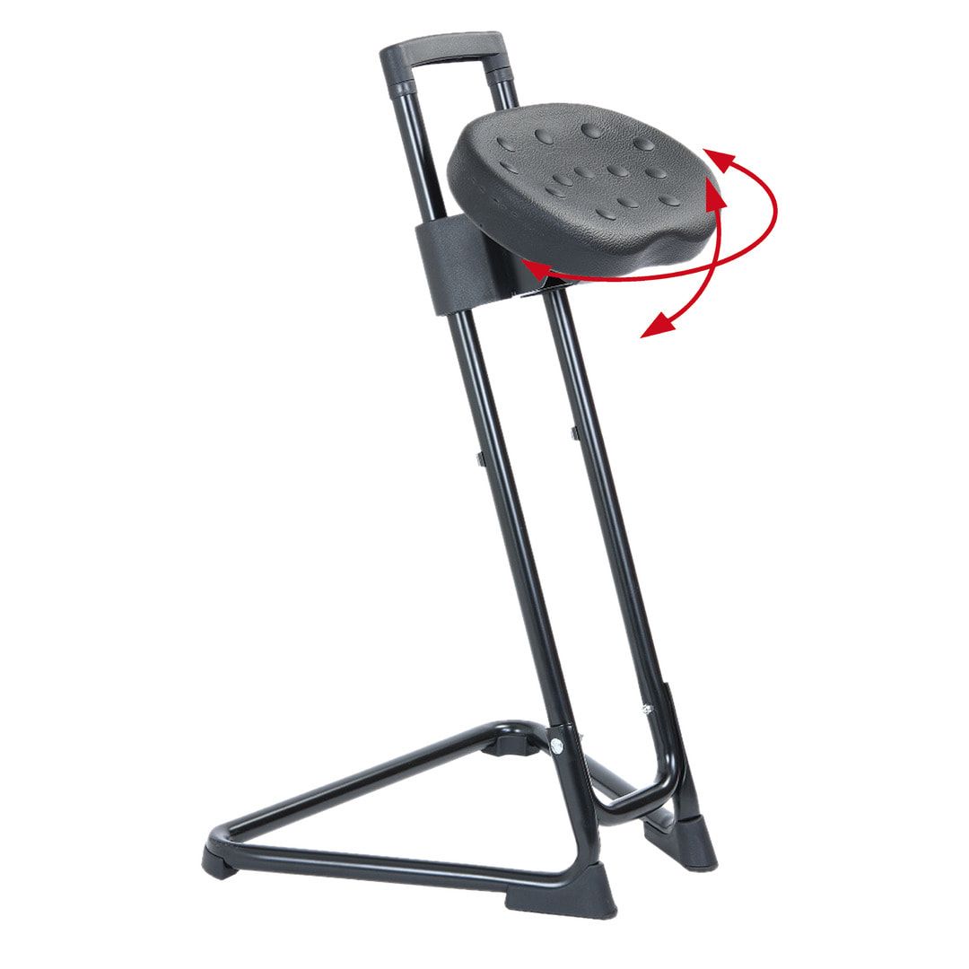 Ergonomische Stehhilfe - höhenverstellbar 60 bis 85 cm - Sitz Kunstleder, atollblau - Gestell schwarz