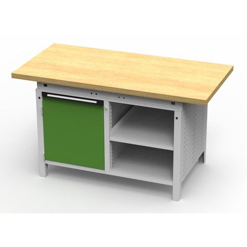 OTTOKIND Werkbank - bündige Arbeitsplatte - 850 x 1.150 x 750 mm (HxBxT) - Schrank - 2 Ablageböden - lichtgrau