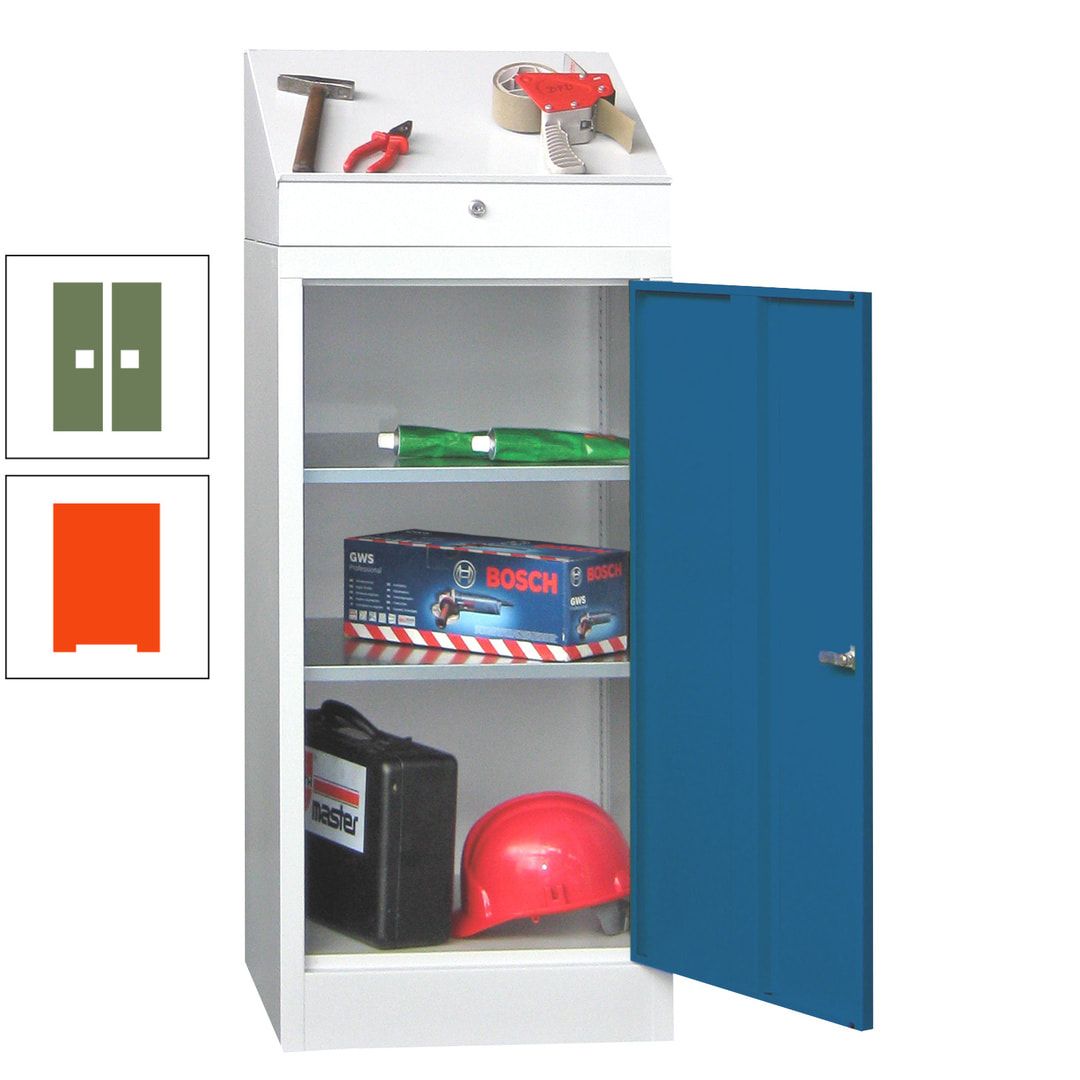 Stehpult mit Schrank - Vollblechtür - Zylinderschloss - 1.270x500x500 mm (HxBxT) - anthrazitgrau