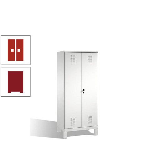 Doppel-Spind, Doppeltüren, Garderobenschrank mit Füßen, 2 Abteile a 400 mm, Korpus anthrazitgrau, Tür anthrazitgrau, 1.850 x 800 x 500 mm (HxBxT)