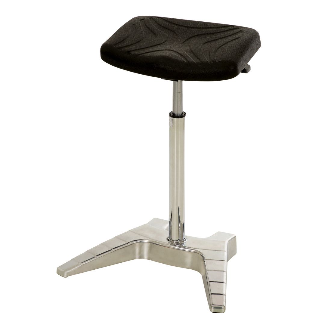 Komfort Stehhilfe - PU Schaum, schwarz - Sitzhöhe 700 - 880 mm - Aluminium Fußgestell