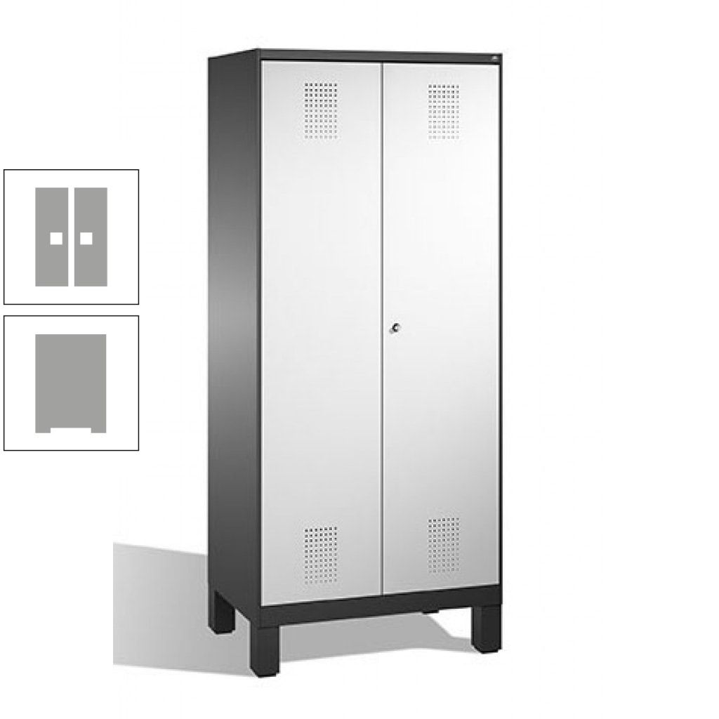 Mehrzweckschrank, Doppeltüren, auf Füßen, 2 Abteile a 400 mm, Korpus anthrazitgrau, Tür anthrazitgrau, 1.850 x 800 x 500 mm (HxBxT)
