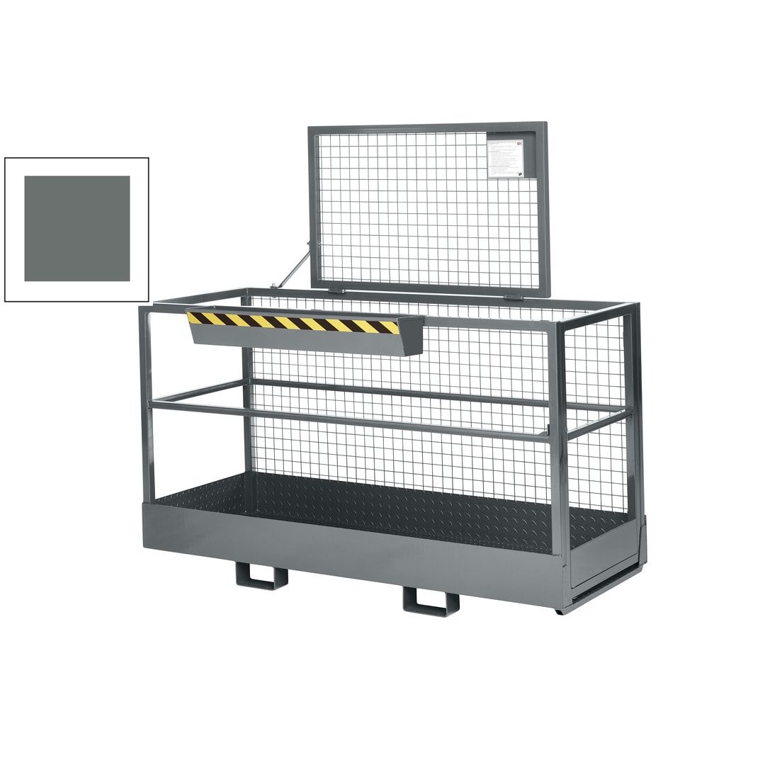 Arbeitsbühne für Stapler und Frontlader - Arbeitskorb - Montagebühne - Extra breit - Traglast 300 kg - 1.910 x 2.000 x 800 mm (HxBxT) - anthrazitgrau