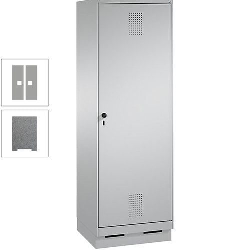 Doppel-Spind, Garderobenschrank, 1 Tür für 2 Abteile a 300 mm, Korpus anthrazitgrau, Türen anthrazitgrau, 1.800 x 600 x 500 mm (HxBxT)