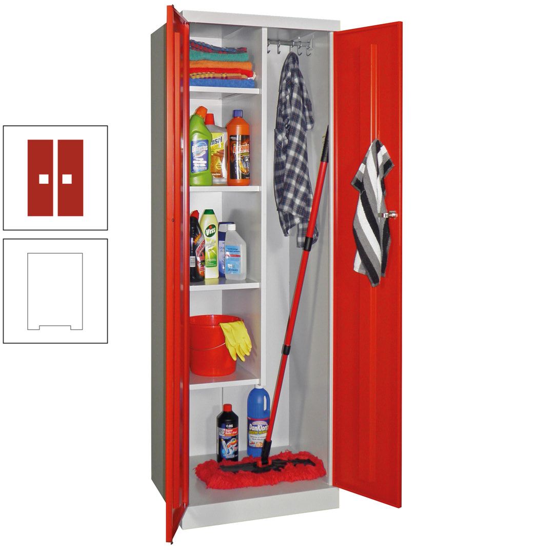 Putzschrank mit Sockel - 1 Abteil mit Trennwand - 1.800x600x500 mm (HxBxT) - Zylinderschloss - anthrazitgrau