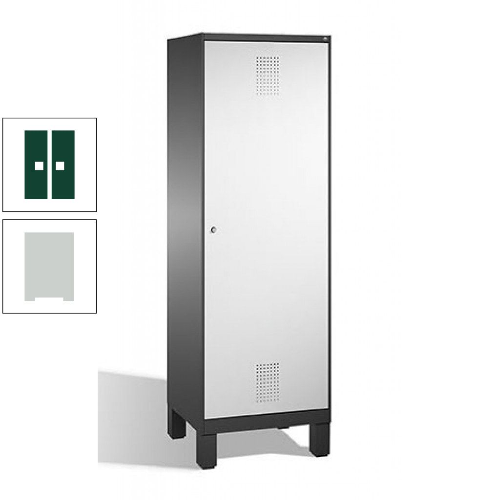 Doppel-Spind, Garderobenschrank, 1 Tür für 2 Abteile a 300 mm, Korpus anthrazitgrau, Türen anthrazitgrau, 1.850 x 600 x 500 mm (HxBxT)