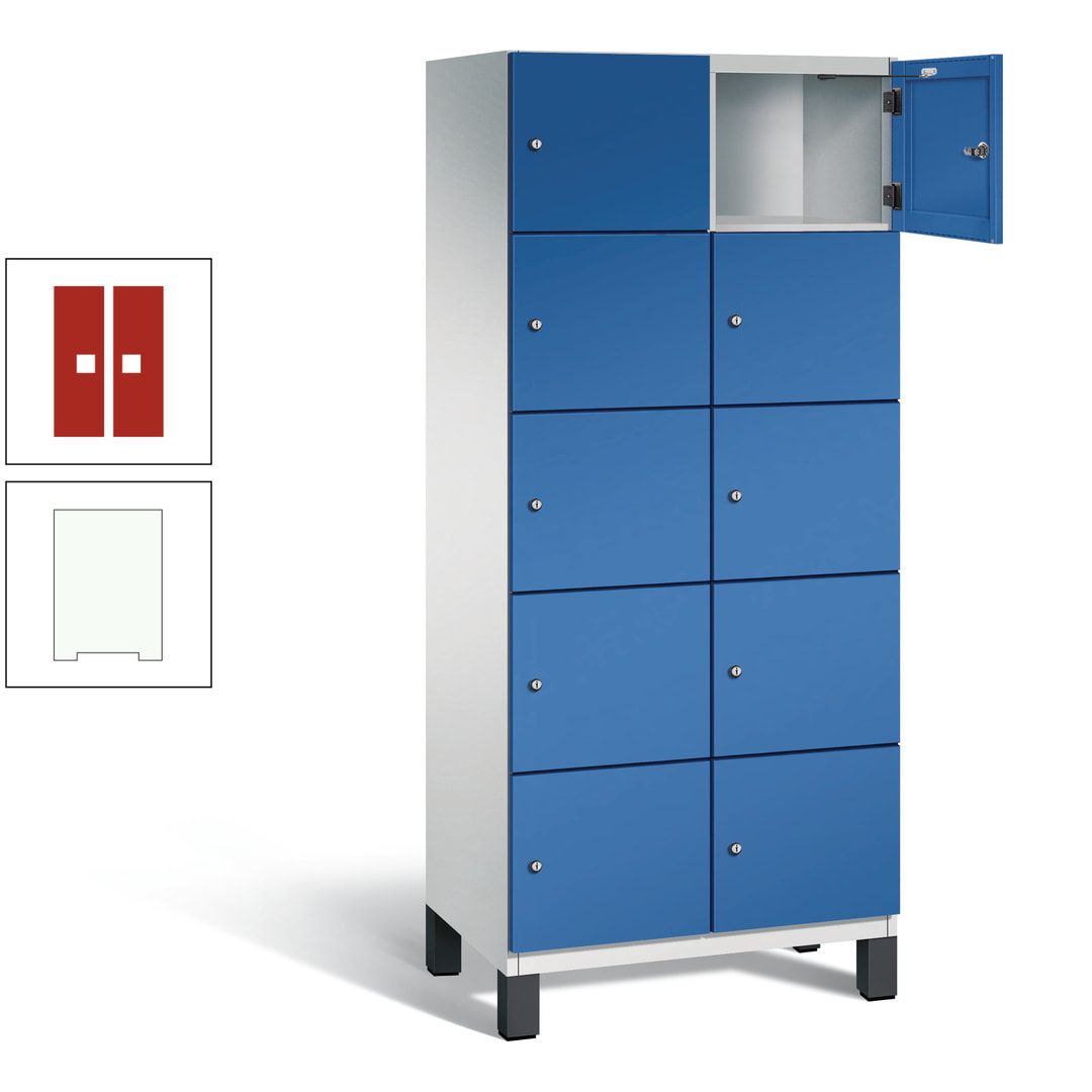 Fächerschrank, Stahlschrank, 10 Fächer, Türöffnungsbegrenzer, Füße, 1.980 x 800 x 525 mm (HxBxT), Korpus anthrazitgrau, Front anthrazitgrau