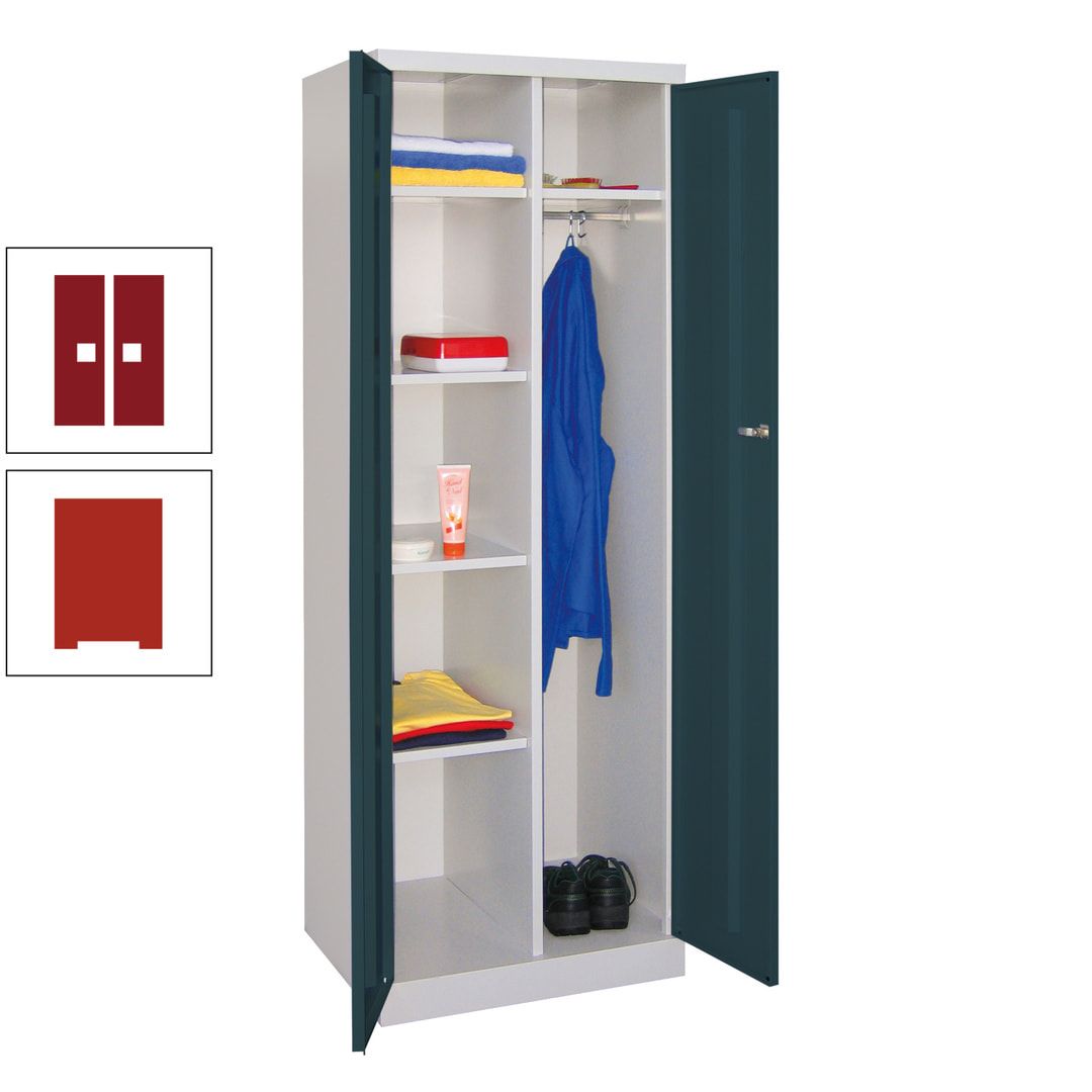Kleiderschrank mit Sockel - Spind - 1 Abteil mit Trennwand - 1.800x600x500 mm (HxBxT) - Zylinderschloss - anthrazitgrau