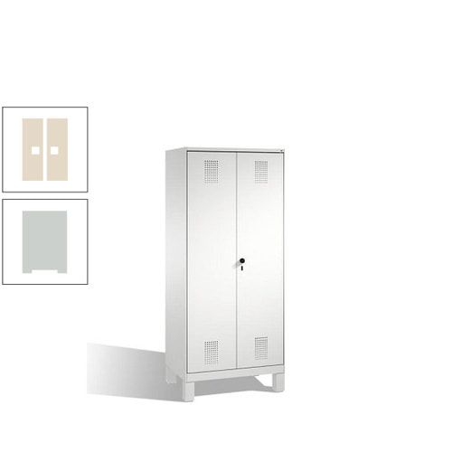 Doppel-Spind, Doppeltüren, Garderobenschrank mit Füßen, 2 Abteile a 400 mm, Korpus anthrazitgrau, Tür anthrazitgrau, 1.850 x 800 x 500 mm (HxBxT)