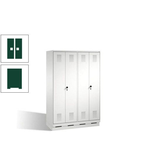 Doppel-Spind, Doppeltüren, Garderobenschrank mit Sockel, 4 Abteile a 300 mm, Korpus anthrazitgrau, Tür anthrazitgrau, 1.800 x 1.200 x 500 mm (HxBxT)