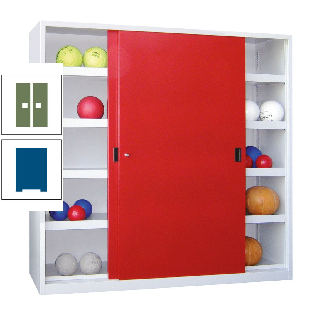Ballschrank - Schiebetüren - Trennwand - 8 Böden - 1.950x1.500x600 mm (HxBxT) - anthrazitgrau