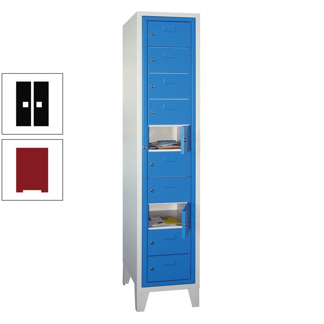 Schließfachschrank - Wäscheausgabeschrank - 10 Fächer a 315 mm - 1.850x400x500 mm (HxBxT) - Füße - Zylinderschloss - anthrazitgrau