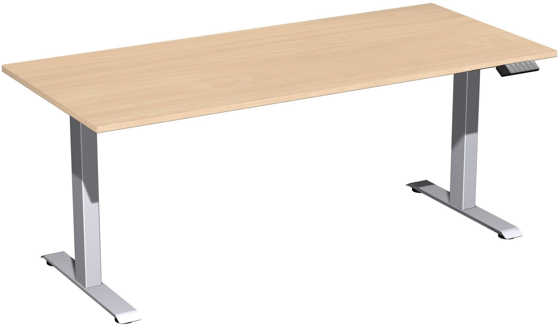 Schreibtisch, Elevate Basic, elektronisch höhenverstellbar, 730 - 1.230 x 1.200 x 800 mm (HxBxT), Gestell anthrazit, Dekor Ahorn