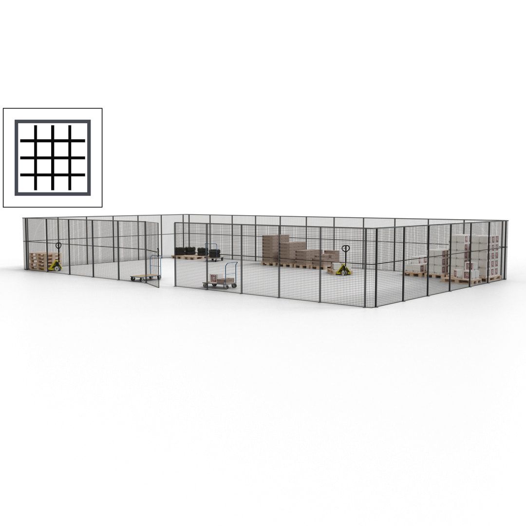 Maschinen Schutzgitter - Hallentrennwand - Sicherheitszaun - Tür - 51 m - 2.200 x 16.900 x 9.400 mm (HxBxT) - enzianblau