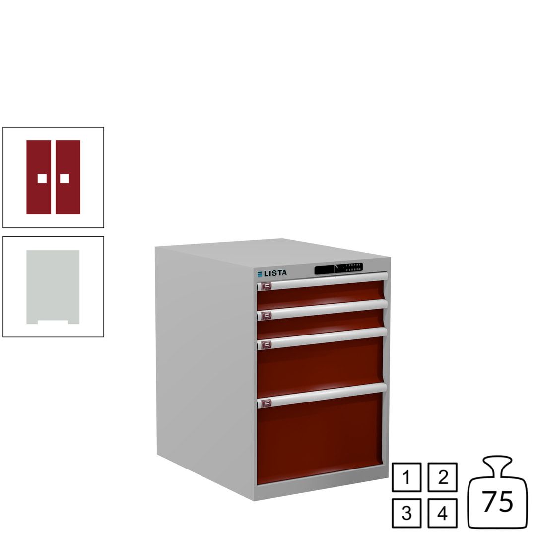 Lista Schubladenschrank - 14.371.010 - 800x564x725 mm (HxBxT) - 4 Schubladen - 75 kg - Key Lock - lichtblau (RAL 5012)