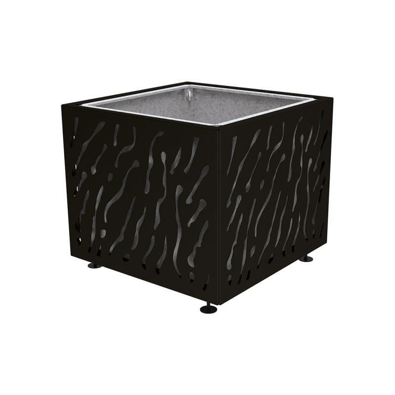 Pflanzbehälter, Stahlblech fvz, einfarbig, innen feuerverzinkt mit Verladungsgriffen, verstellbare Füße, 870 x 990 x 990 mm (HxBxT), enzianblau