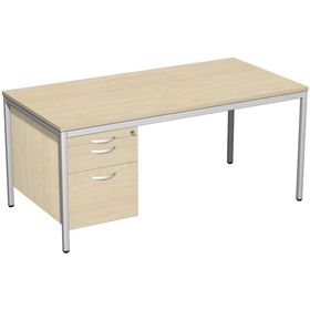 Schreibtisch 4-Fuß Eco - Hängecontainer - 3 Schubfächer - abschließbar - 720 x 800 mm (HxT) - Gestell lichtgrau - Dekor wählbar