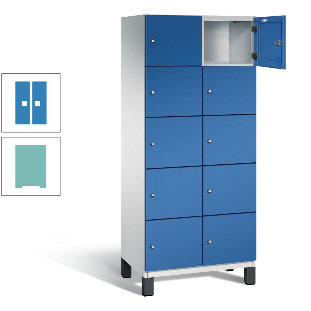 Fächerschrank, Stahlschrank, 10 Fächer, Türöffnungsbegrenzer, Füße, 1.980 x 800 x 525 mm (HxBxT), Korpus anthrazitgrau, Front anthrazitgrau