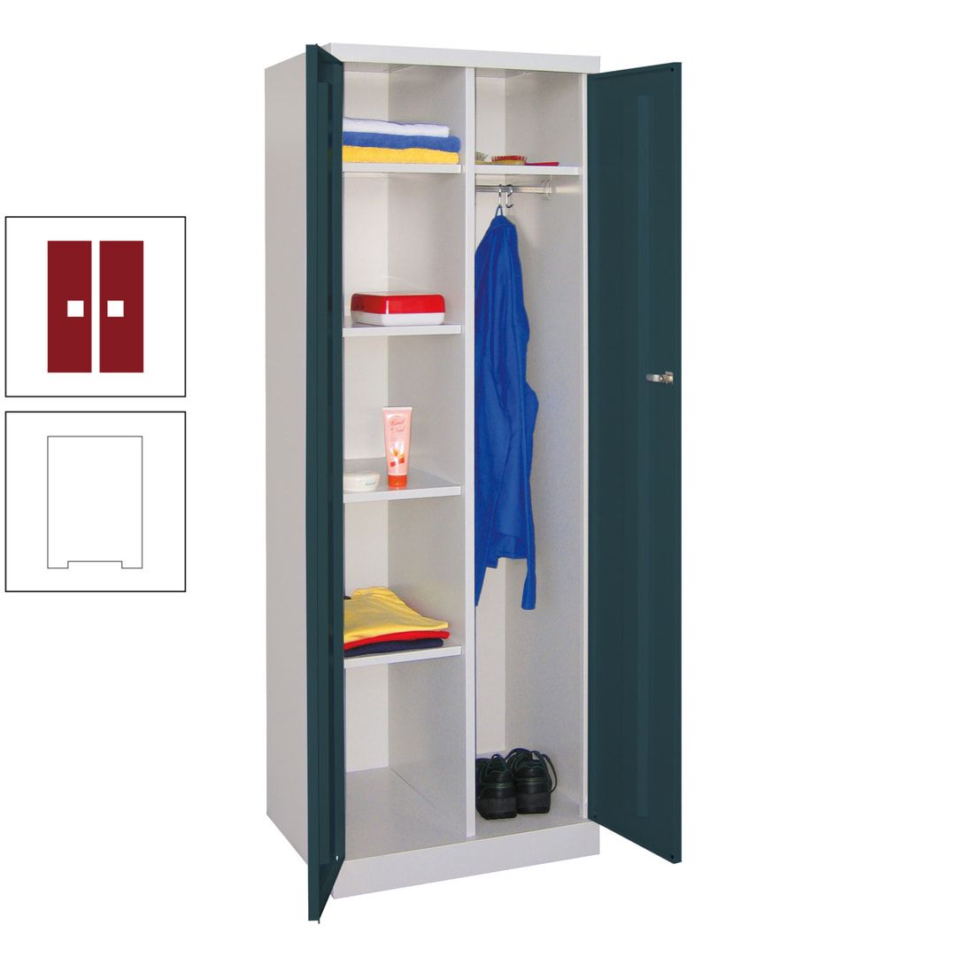 Kleiderschrank mit Sockel - Spind - 1 Abteil mit Trennwand - 1.800x600x500 mm (HxBxT) - Zylinderschloss - anthrazitgrau