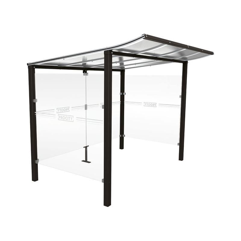 Automatenüberdachung, Automatendach, Stahlpfosten, Polycarbonatdach, UV-behandelt, Einbetonierung, 2.100 x 1.300 x 1.500 mm (HxBxT), Farbe enzianblau