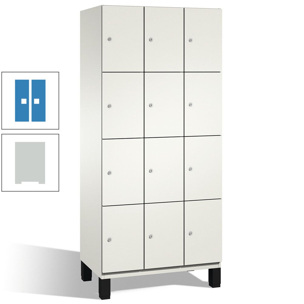 Fächerschrank, Stahlschrank, 12 Fächer, Türöffnungsbegrenzer, mit Füßen, Korpus lichtgrau, Tür anthrazitgrau, 1.980 x 900 x 525 mm (HxBxT)
