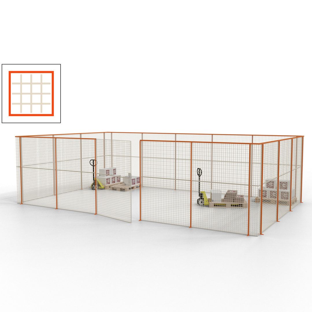 Maschinen Schutzgitter - Hallentrennwand - Sicherheitszaun - Tür - 22 m - 2.200 x 7.900 x 4.900 mm (HxBxT) - enzianblau