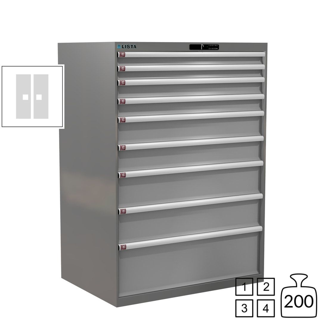 Lista Schubladenschrank - 12.550.010 - 1.450x1.023x725 mm (HxBxT) - 9 Schubladen - 200 kg - Key Lock - lichtblau (RAL 5012)