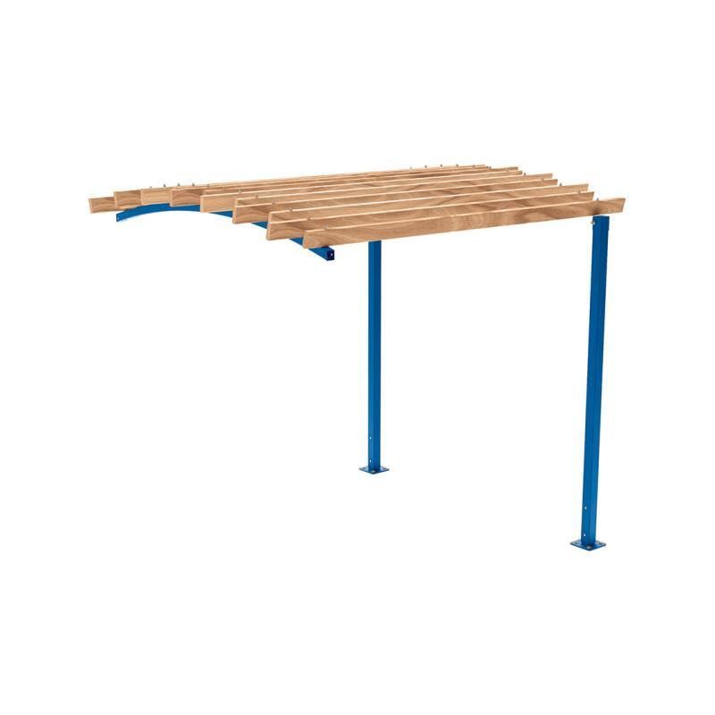 Pergola Fronterweiterung 1, Kiefer druckimprägniert Klasse 4, Stahlrohr 80x80 mm, 2.910 x 2.520 x 3.020 mm (HxBxT) fvz, beschichtet, Farbe Enzianblau