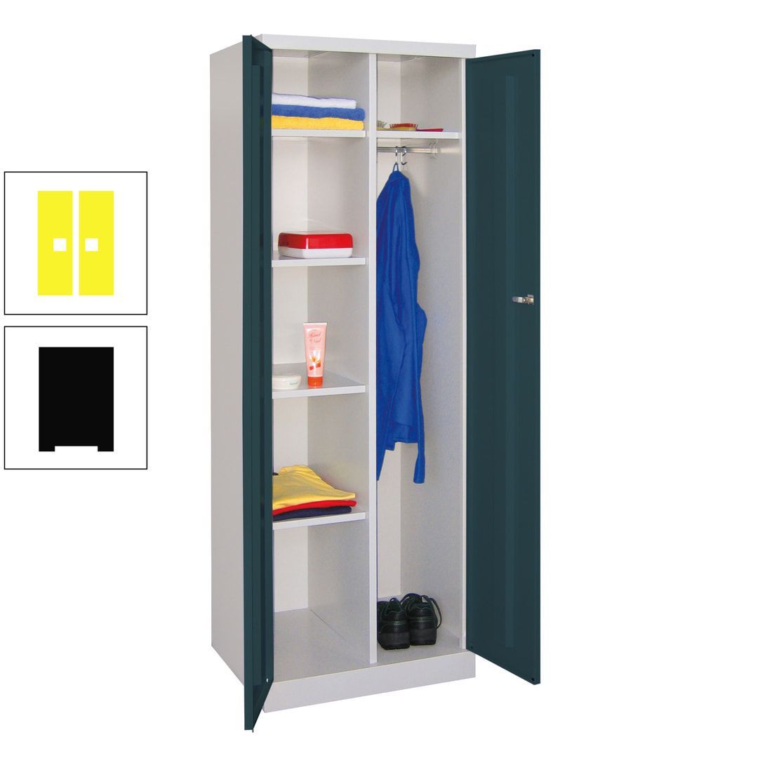 Kleiderschrank mit Sockel - Spind - 1 Abteil mit Trennwand - 1.800x600x500 mm (HxBxT) - Zylinderschloss - anthrazitgrau