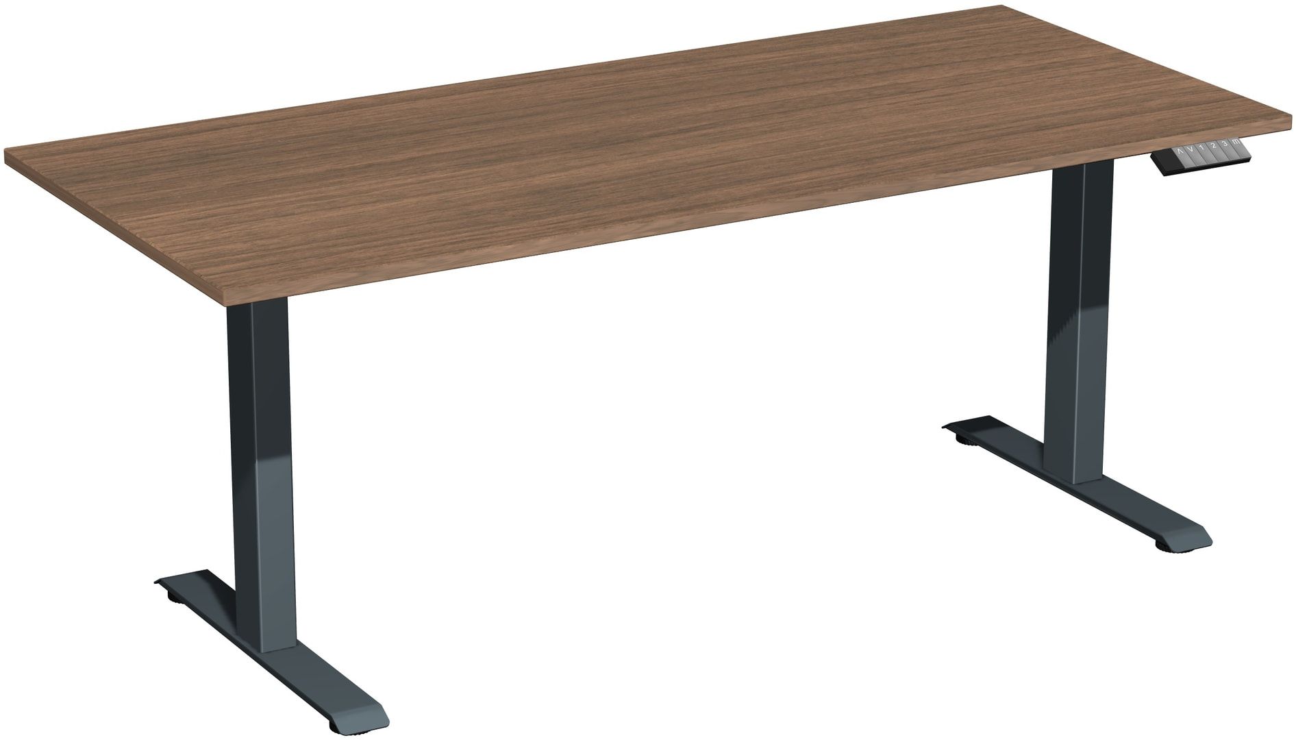 Schreibtisch, Elevate Basic, elektronisch höhenverstellbar, 730 - 1.230 x 1.200 x 800 mm (HxBxT), Gestell anthrazit, Dekor Ahorn