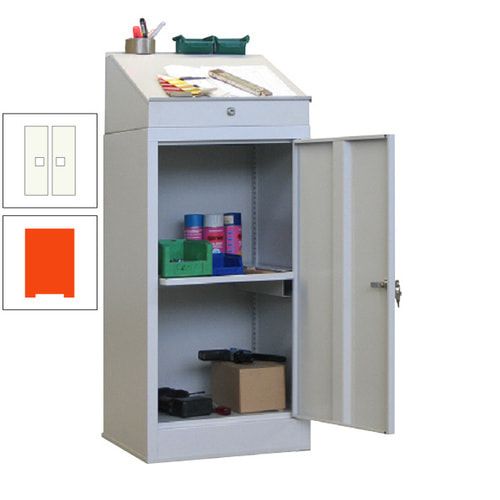 Stehpult mit Schrank - Vollblechtür - Zylinderschloss - 1 Ausziehboden - 1.270x500x500 mm (HxBxT) - anthrazitgrau
