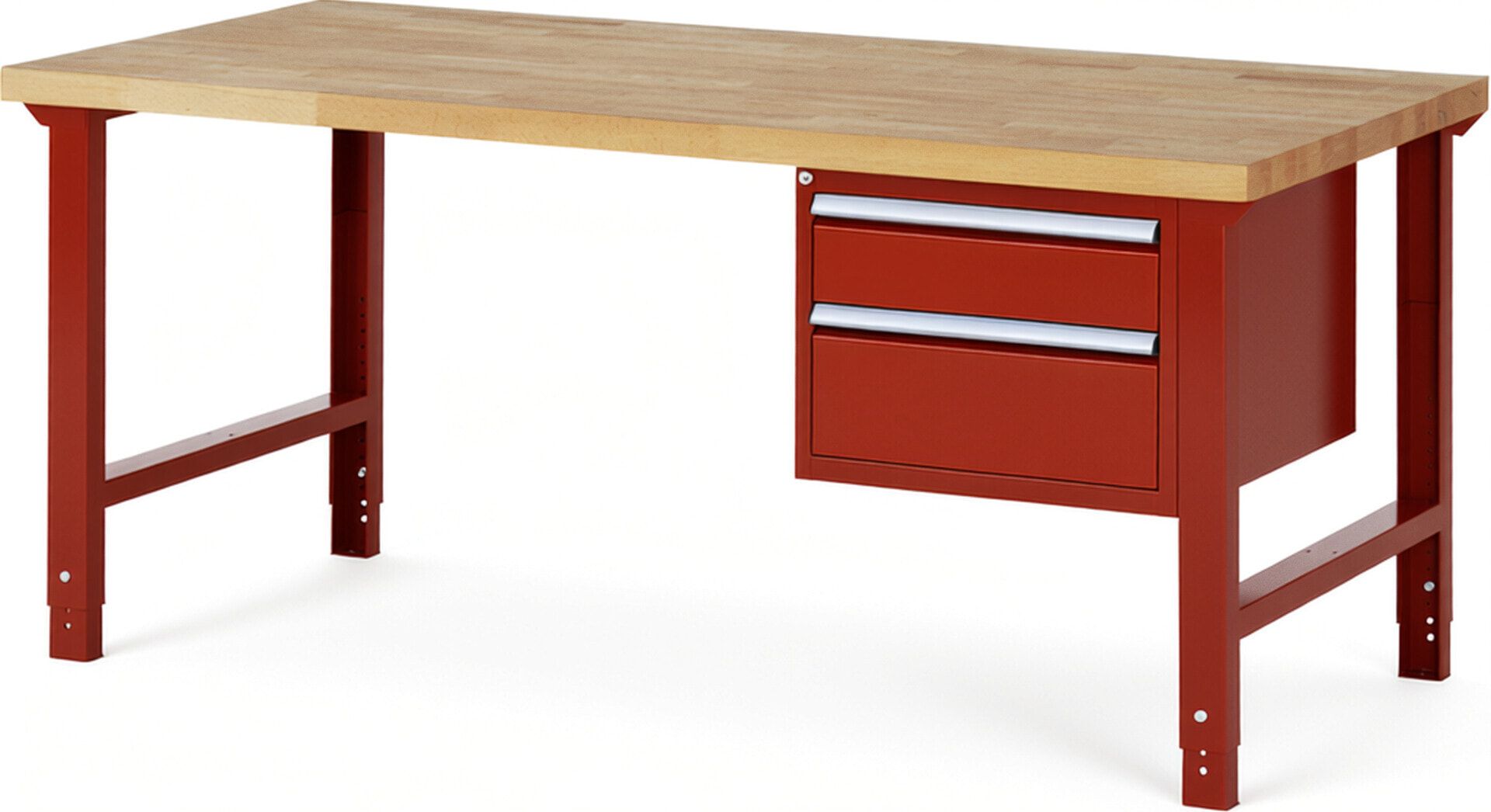 Werkbank - 2 Schubladen - Teilauszug - 150:1 / 210:1 - Höhe 790-1.140 mm - 2.000 x 900 mm (BxT) - 750 kg - Buche - Anthrazitgrau