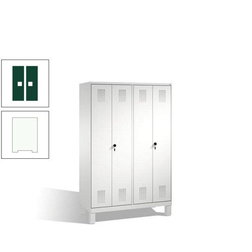 Doppel-Spind, Doppeltüren, Garderobenschrank mit Füßen, 4 Abteile a 300 mm, Korpus anthrazitgrau, Tür anthrazitgrau, 1.850 x 1.200 x 500 mm (HxBxT)