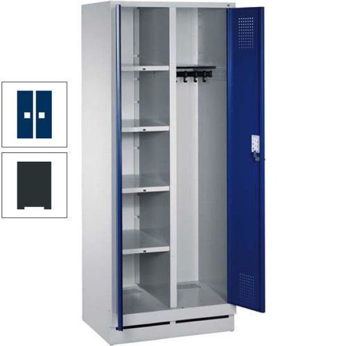 Mehrzweckschrank, Doppeltüren, Füße, 2 Abteile a 300 mm, Korpus anthrazitgrau, Tür anthrazitgrau, 1.800 x 600 x 500 mm (HxBxT)