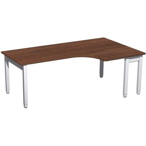 Eckschreibtisch, Eckteil 800 mm, rechts, einseitig verkürzt, 4-Fuß Quadrat Pro, höhenverstellbar, 680-800 x 1.600 x 1.200 mm (HxBxT), Dekor Ahorn