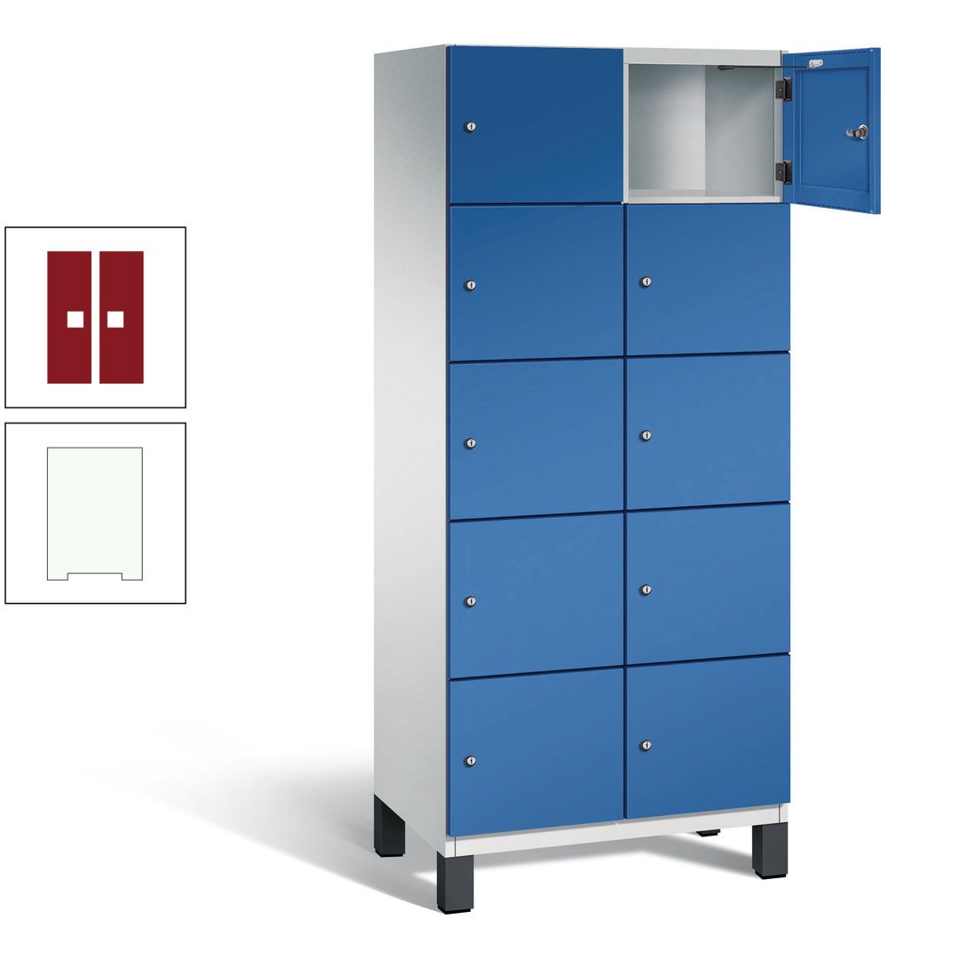 Fächerschrank, Stahlschrank, 10 Fächer, Türöffnungsbegrenzer, Füße, 1.980 x 800 x 525 mm (HxBxT), Korpus anthrazitgrau, Front anthrazitgrau