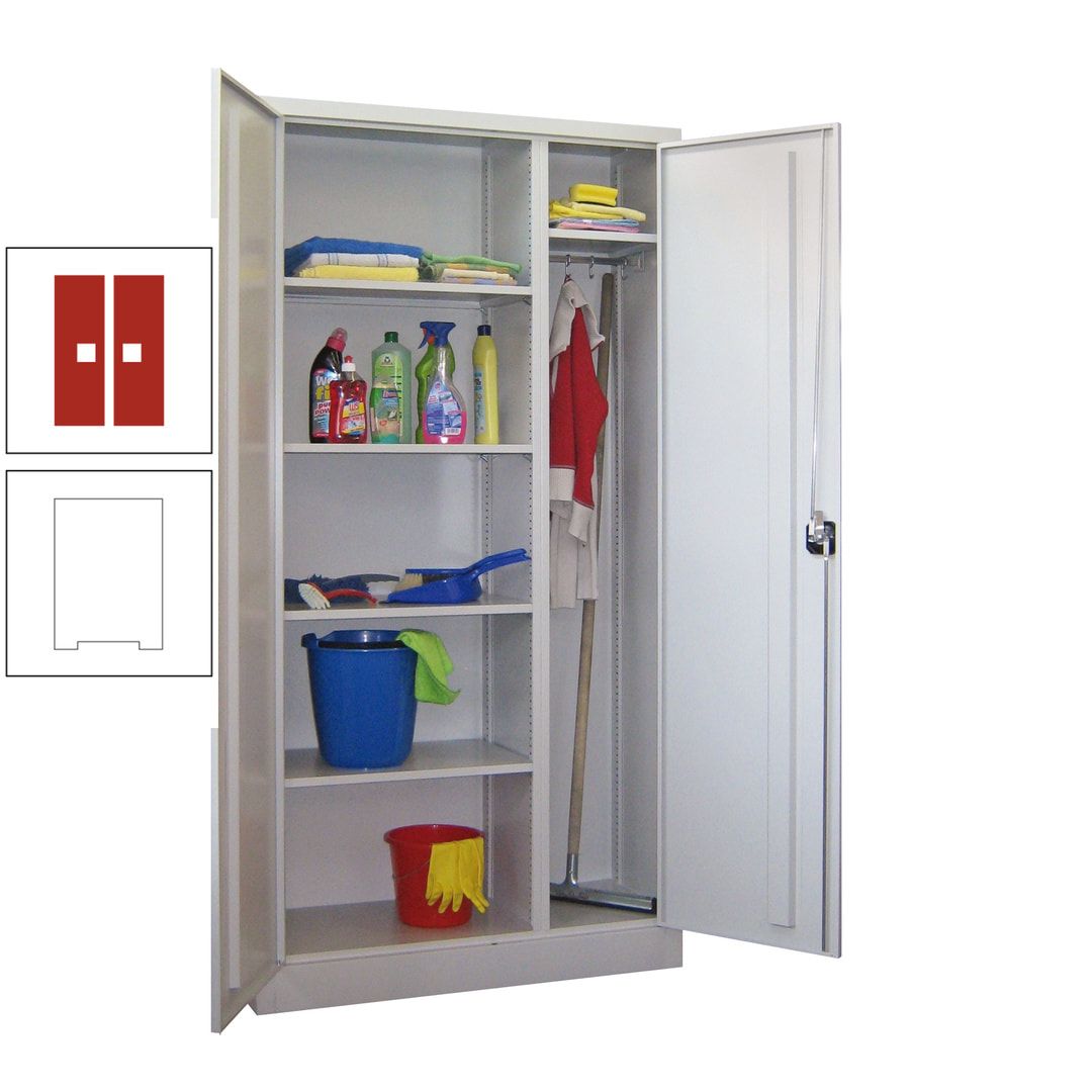 Putzschrank mit Trennwand - 1.950x1.000x400 mm (HxBxT) - Böden pulverbeschichtet - anthrazitgrau