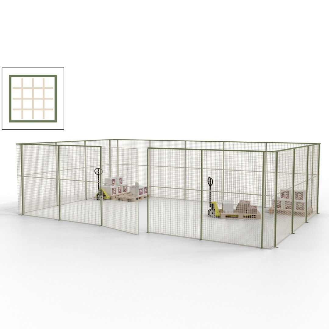Maschinen Schutzgitter - Hallentrennwand - Sicherheitszaun - Tür - 22 m - 2.200 x 7.900 x 4.900 mm (HxBxT) - enzianblau