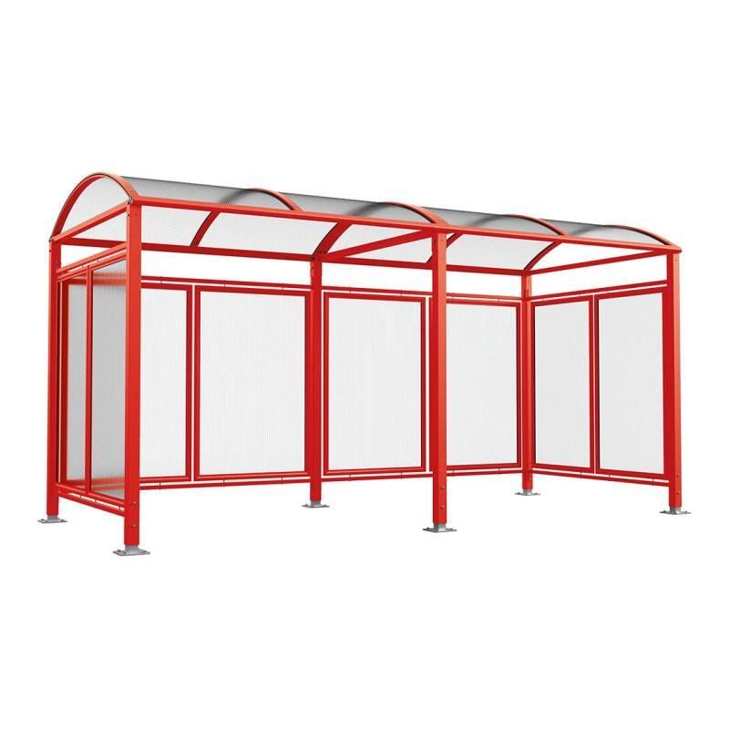 Fahrradunterstand, Fahrradüberdachung, All-in-One+Zusatz, 2.635 x 5.000 x 2.090 mm (HxBxT), auf Bodenplatten, mit Regenrinne, Farbe enzianblau