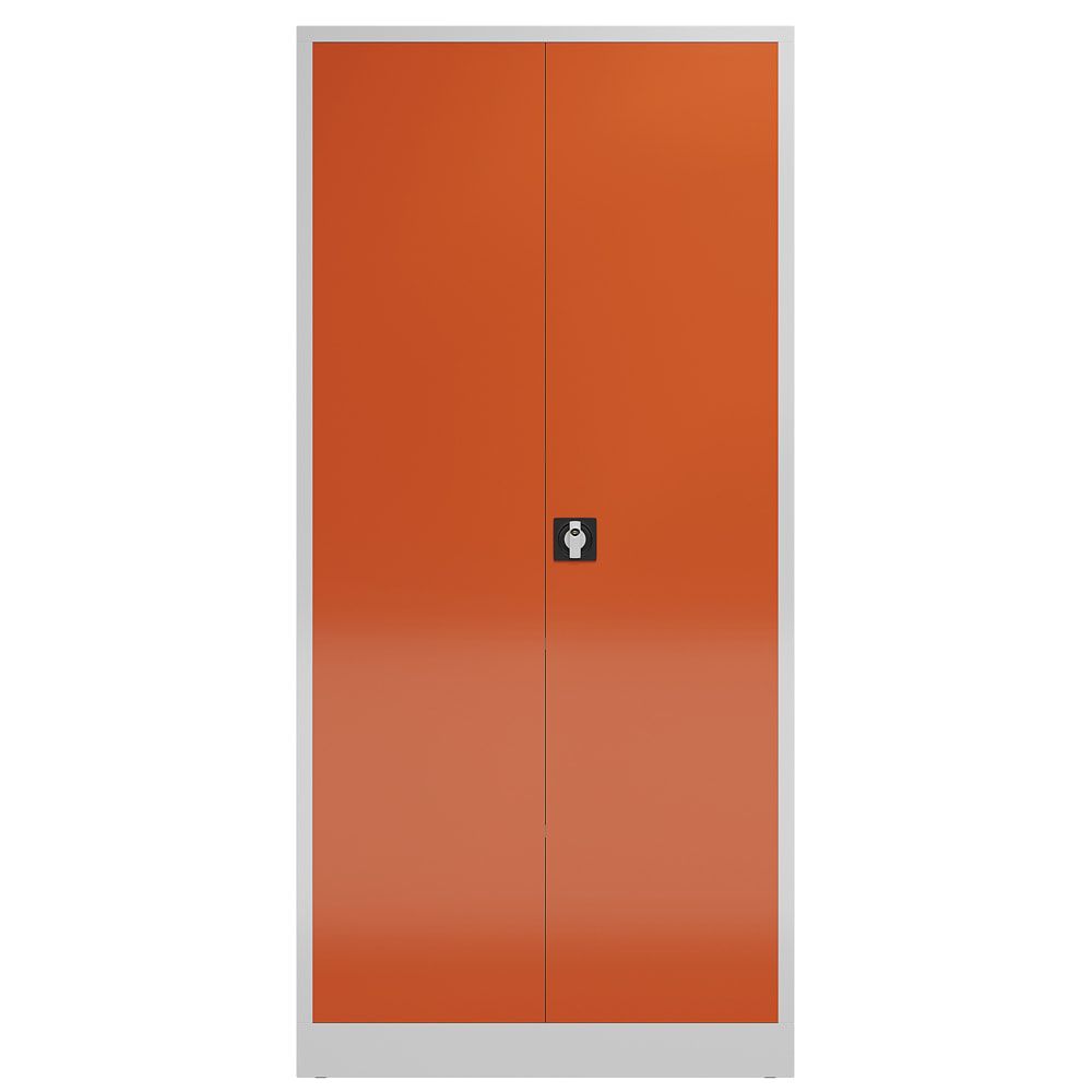 Aktenschrank, Büroschrank, abschließbar, Flügeltüren, 4 Fachböden, 1.945 x 920 x 500 mm (HxBxT), Stahl, Korpus und Türen lichtgrau