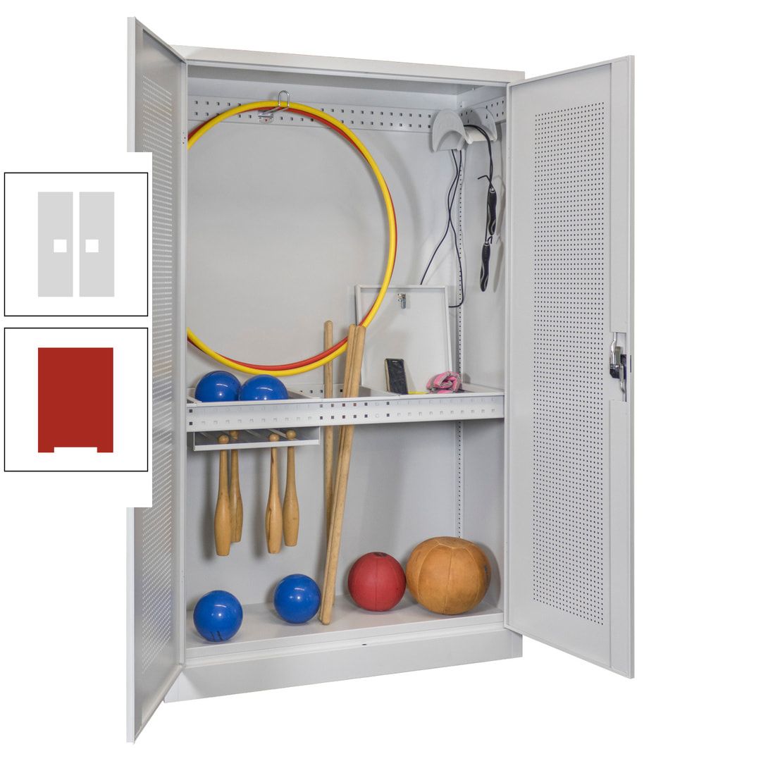 Sportschrank - Lochfeldtüren - Variante 1 - 1.950x1.200x500 mm (HxBxT) - anthrazitgrau