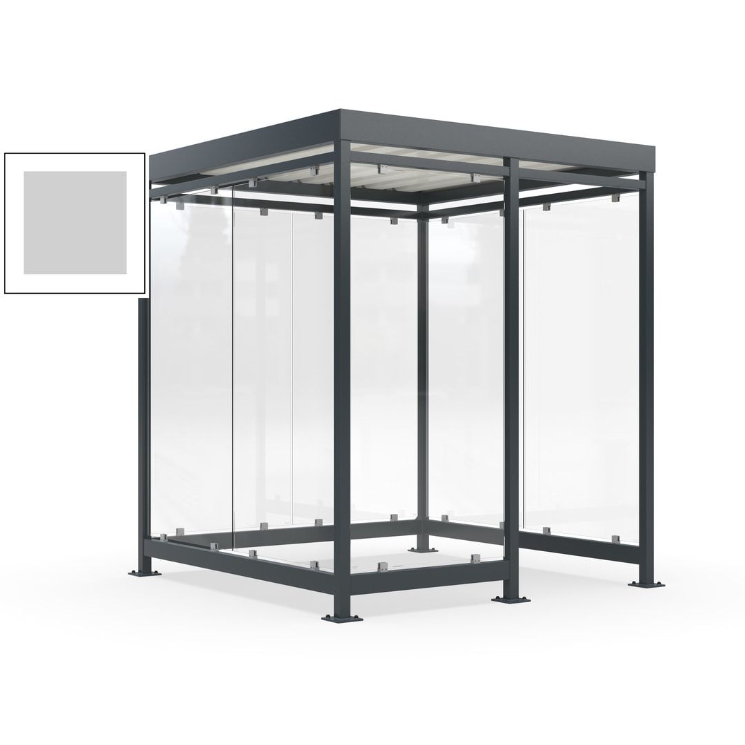 Raucherunterstand, Bushaltestelle, 7 Wände, 6-7 Personen, 2.510 x 2.165 x 2.165 mm (HxBxT), Farbe Achatgrau