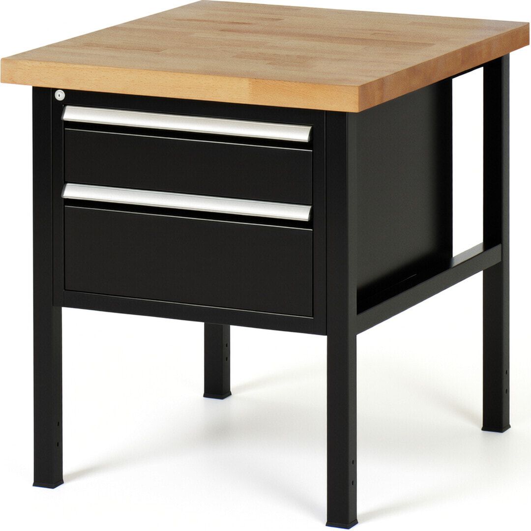 Werkbank - 2 Schubladen - Teilauszug - 150:1 / 210:1 - Höhe 840-1.040 mm - 750 x 900 mm - 1.250 kg - Buche - Anthrazitgrau