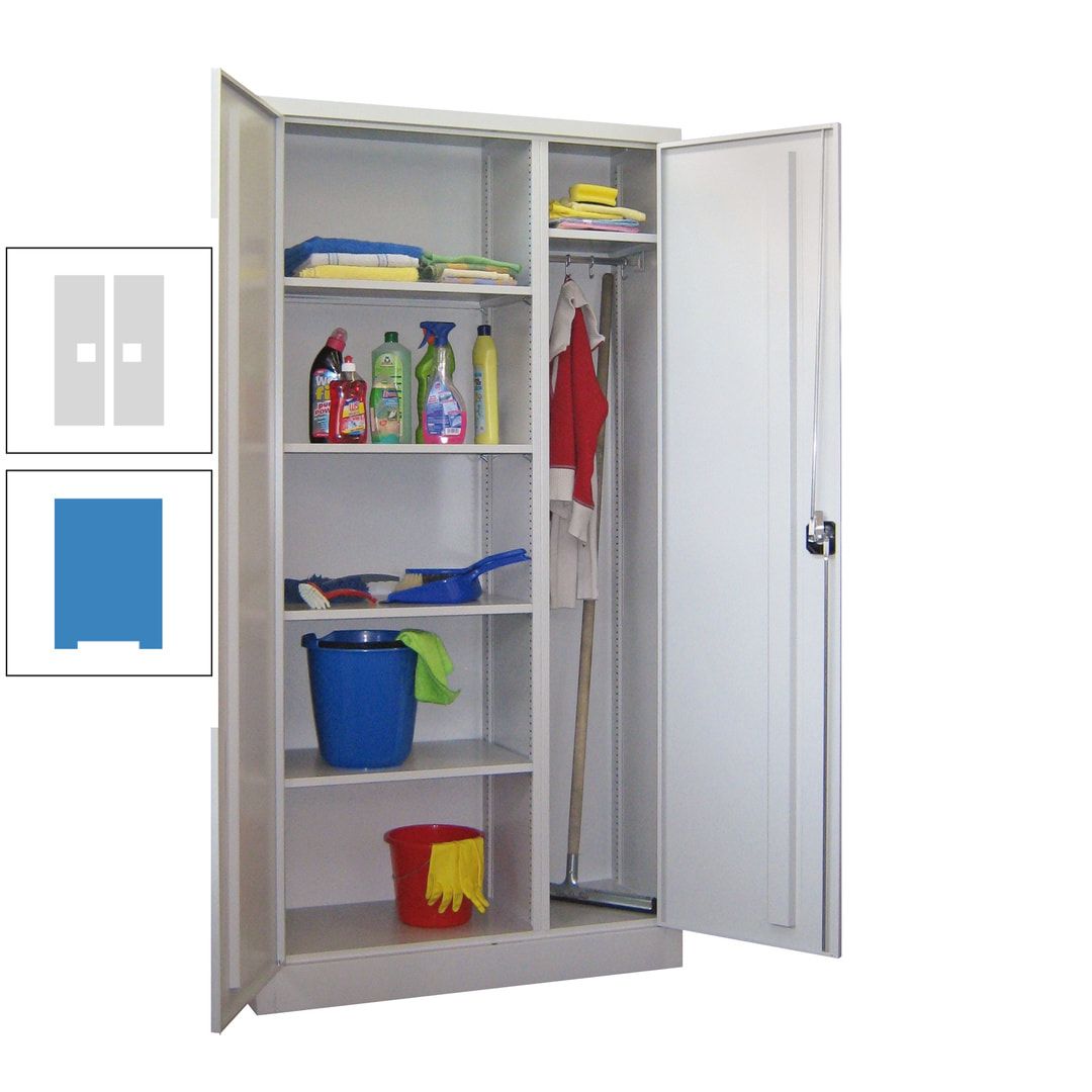 Putzschrank mit Trennwand - 1.950x1.000x400 mm (HxBxT) - Böden pulverbeschichtet - anthrazitgrau