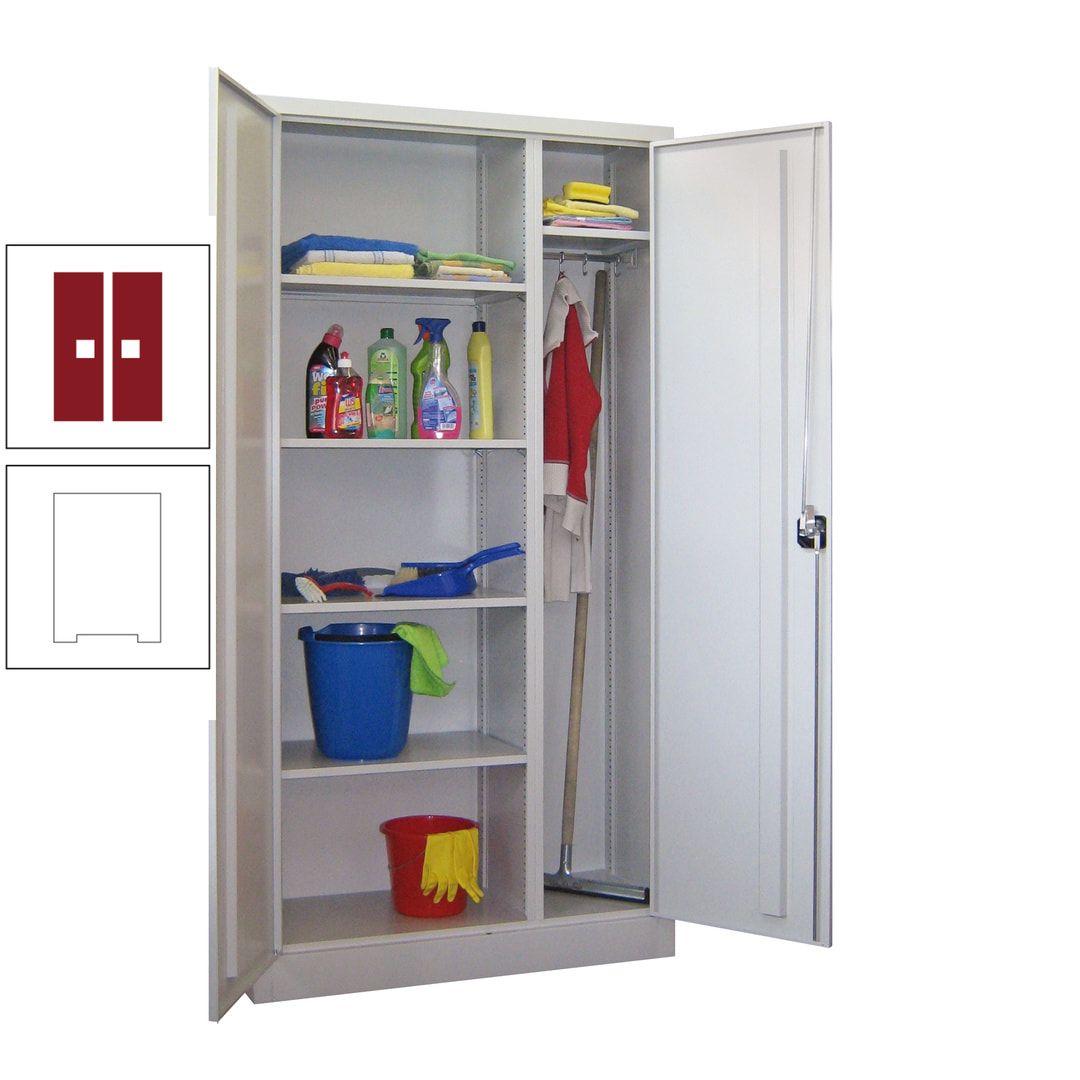 Putzschrank mit Trennwand - 1.950x1.000x400 mm (HxBxT) - Böden pulverbeschichtet - anthrazitgrau