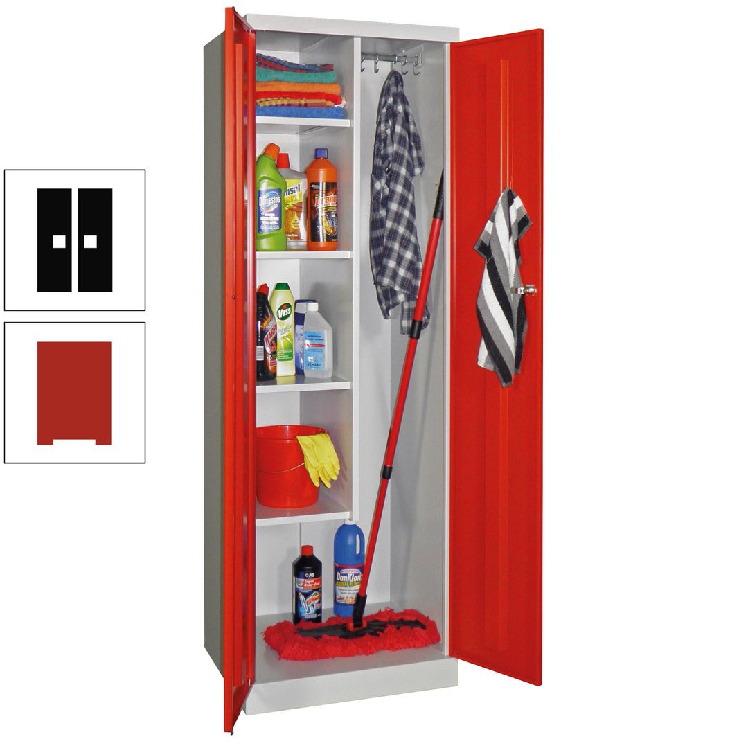 Putzschrank mit Sockel - 1 Abteil mit Trennwand - 1.800x600x500 mm (HxBxT) - Zylinderschloss - anthrazitgrau